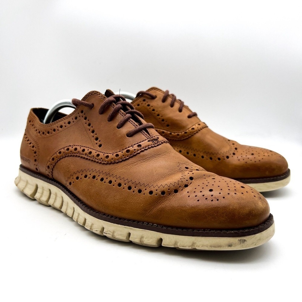 Cole Haan Zerogrand Wingtip Oxford Mens 10.5 M Brown Leather Oxford Shoe